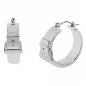 Steve Madden Silver Belt Buckle Hoop Earrings
